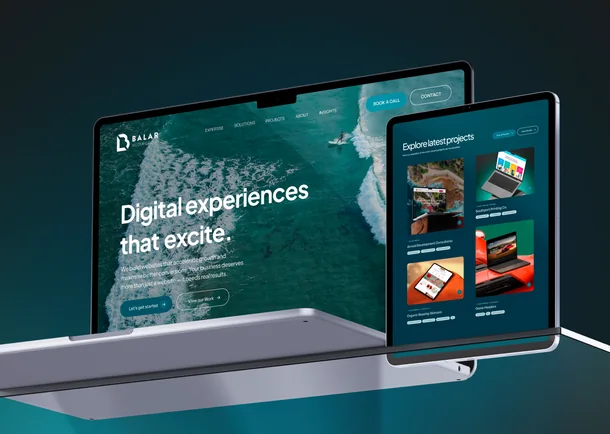 Laptop and tablet showing a Balar website design