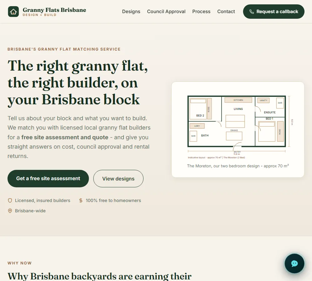 Granny Flats Brisbane website by Balar Media Group