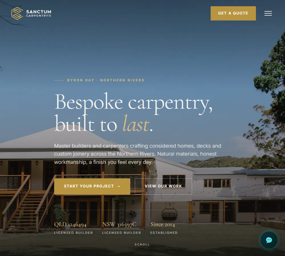 Sanctum Carpentry website by Balar Media Group
