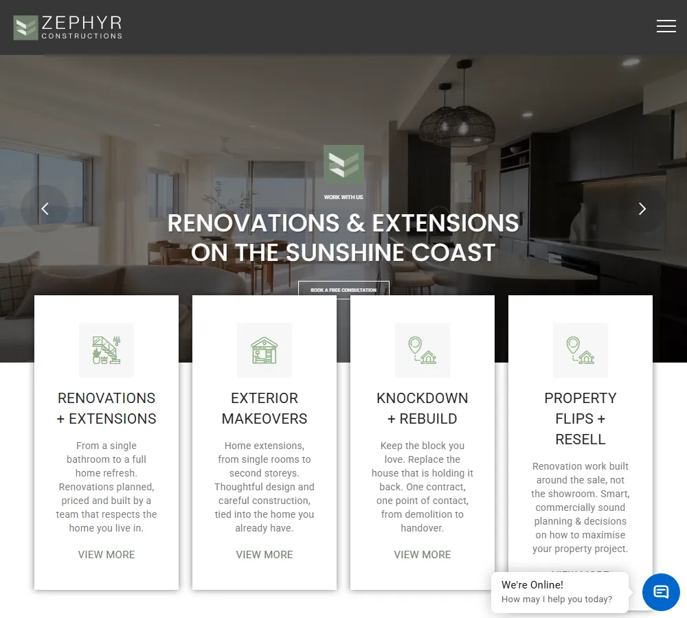 Zephyr Constructions website by Balar Media Group