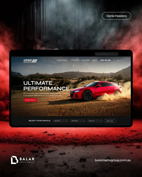 Genie Performance Headers website by Balar Media Group