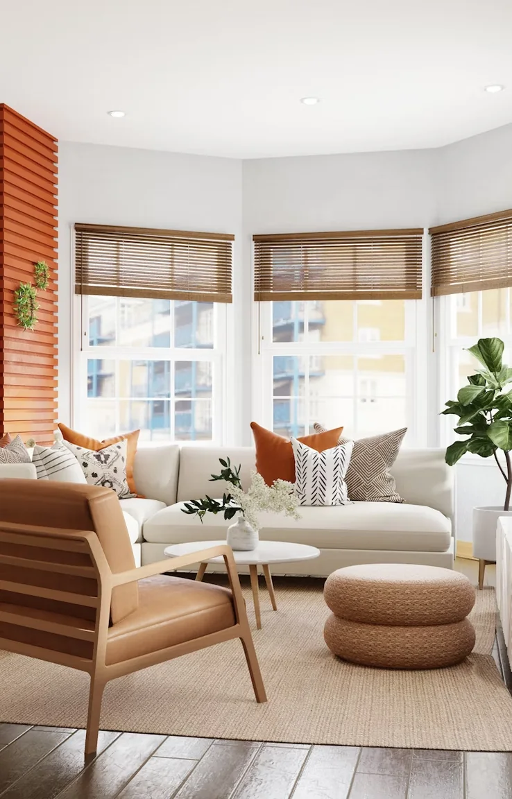 Bright modern living room interior styled for sale