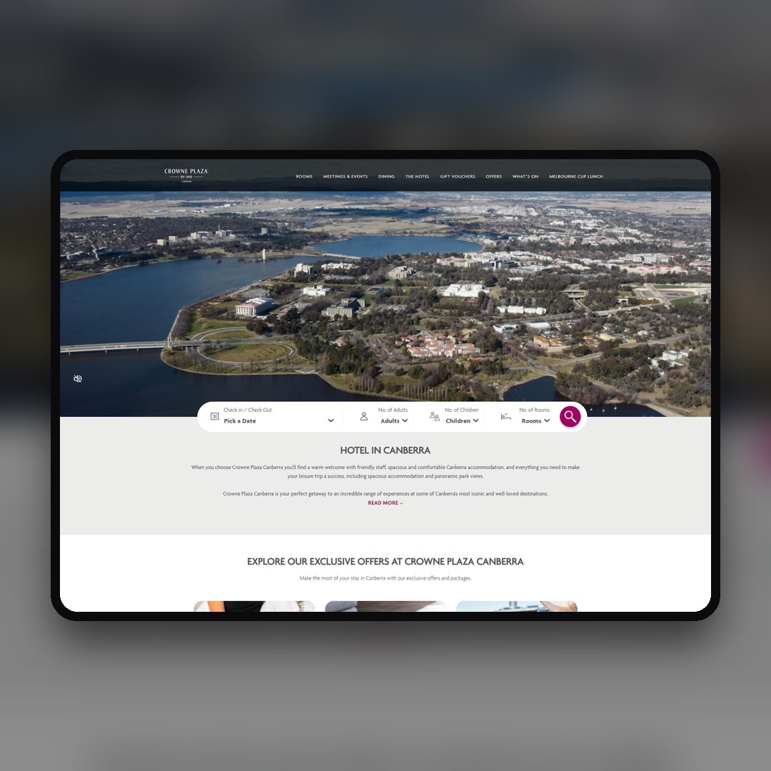 Crowne Plaza Canberra website by Balar Media Group