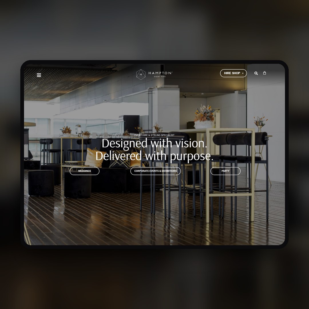 Hampton Event Hire website by Balar Media Group
