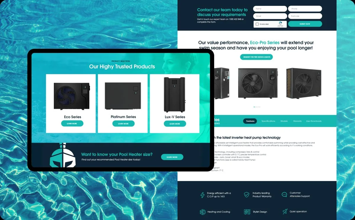 Guardian Pool Heating website by Balar Media Group on desktop