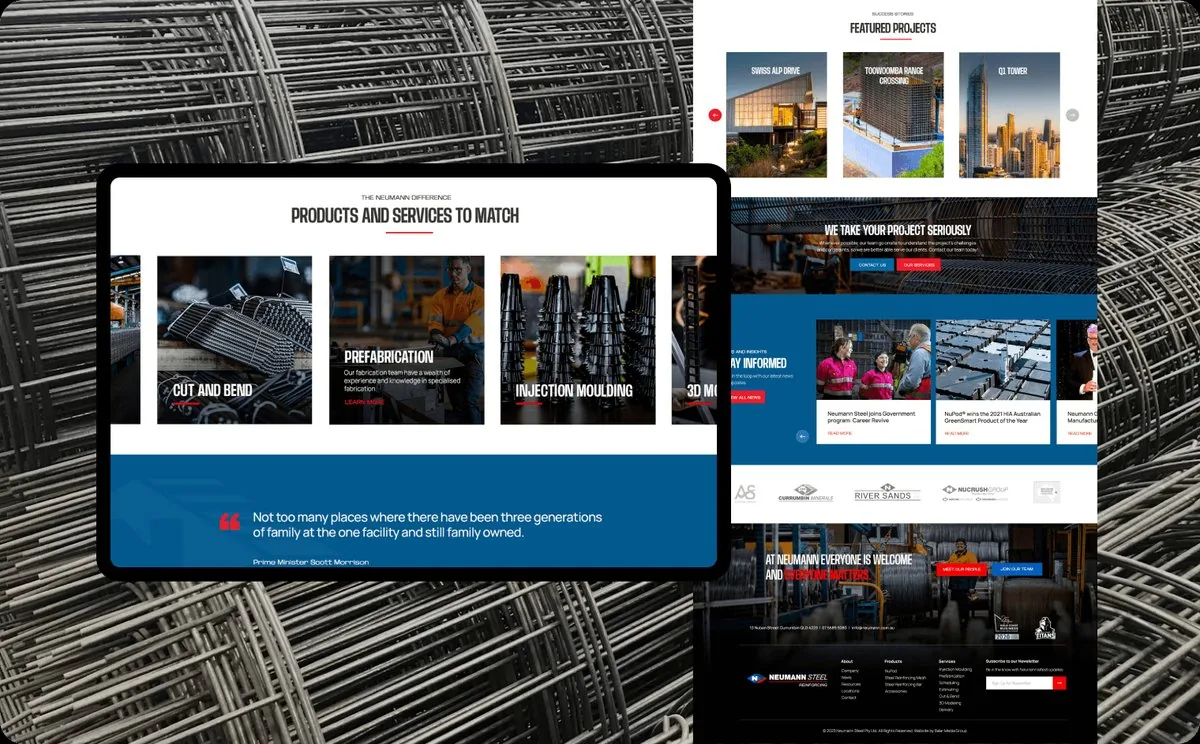 Neumann Steel website by Balar Media Group on desktop