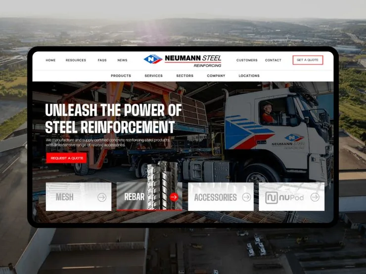Neumann Steel reinforcing website by Balar Media Group
